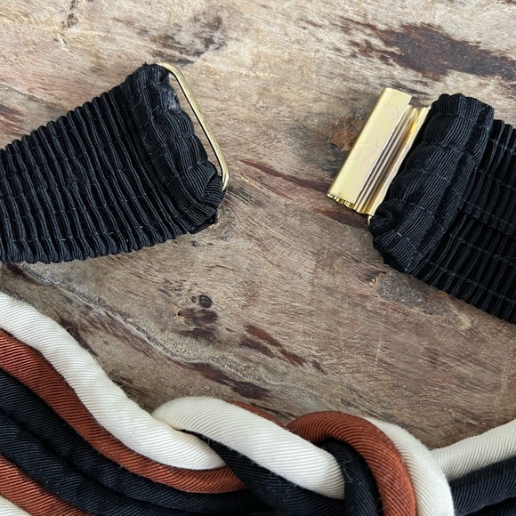 Vintage  Black and Brown Knotted‎ Elastic Belt 23” Long - Picture 3 of 6